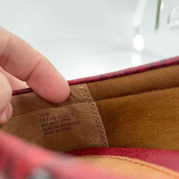 Born BOC Women Carolann Loafer Size 10 Flat Slip On Boat Shoe Moc Toe Red Vegan - Picture 12 of 13